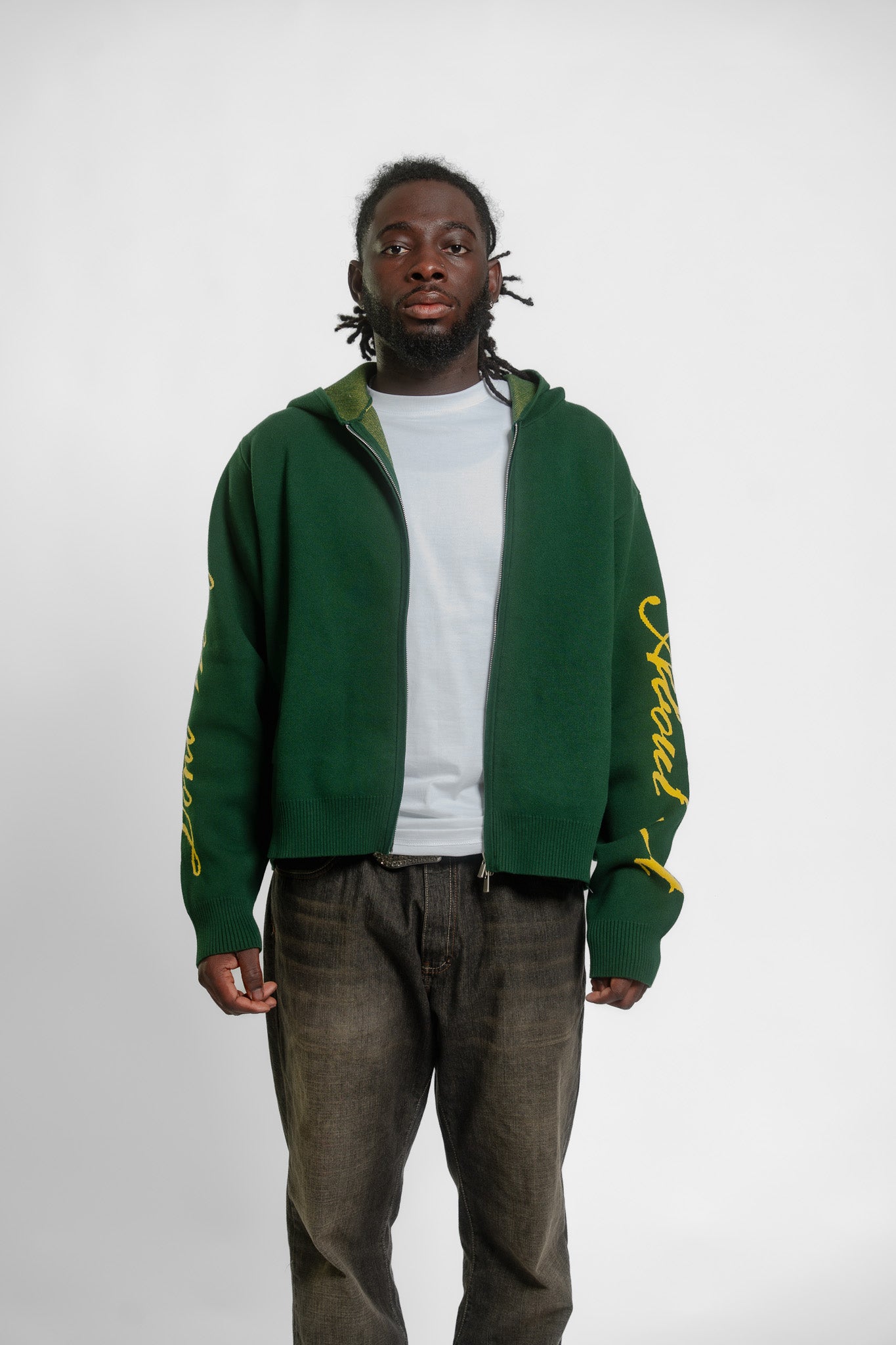 PINE CLUB KNIT ZIP-UP HOODIE